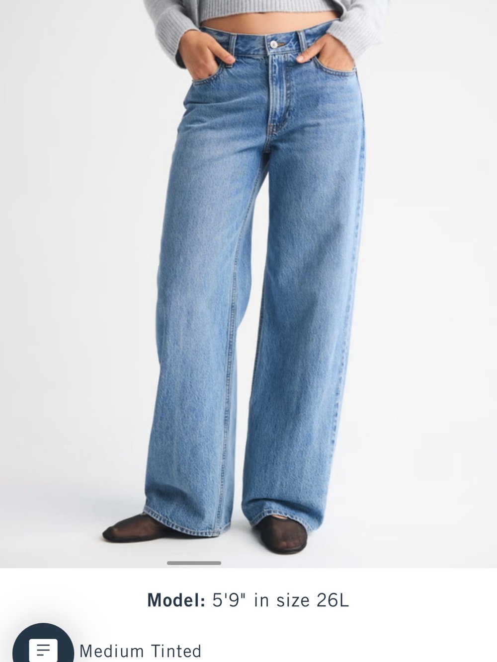 Abercrombie & Fitch Wide-Leg Jeans in Medium Tinted Blue